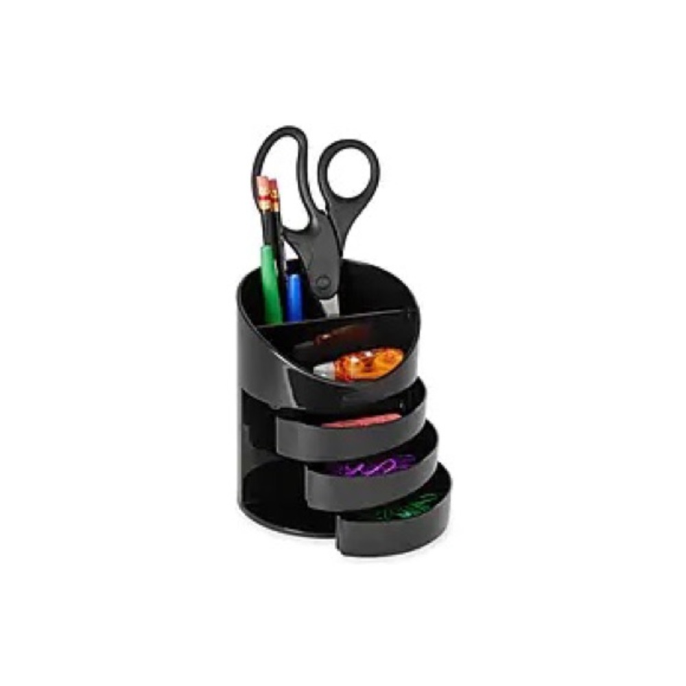 Rubbermaid 6-Compartment Black Plastic Pen Cup